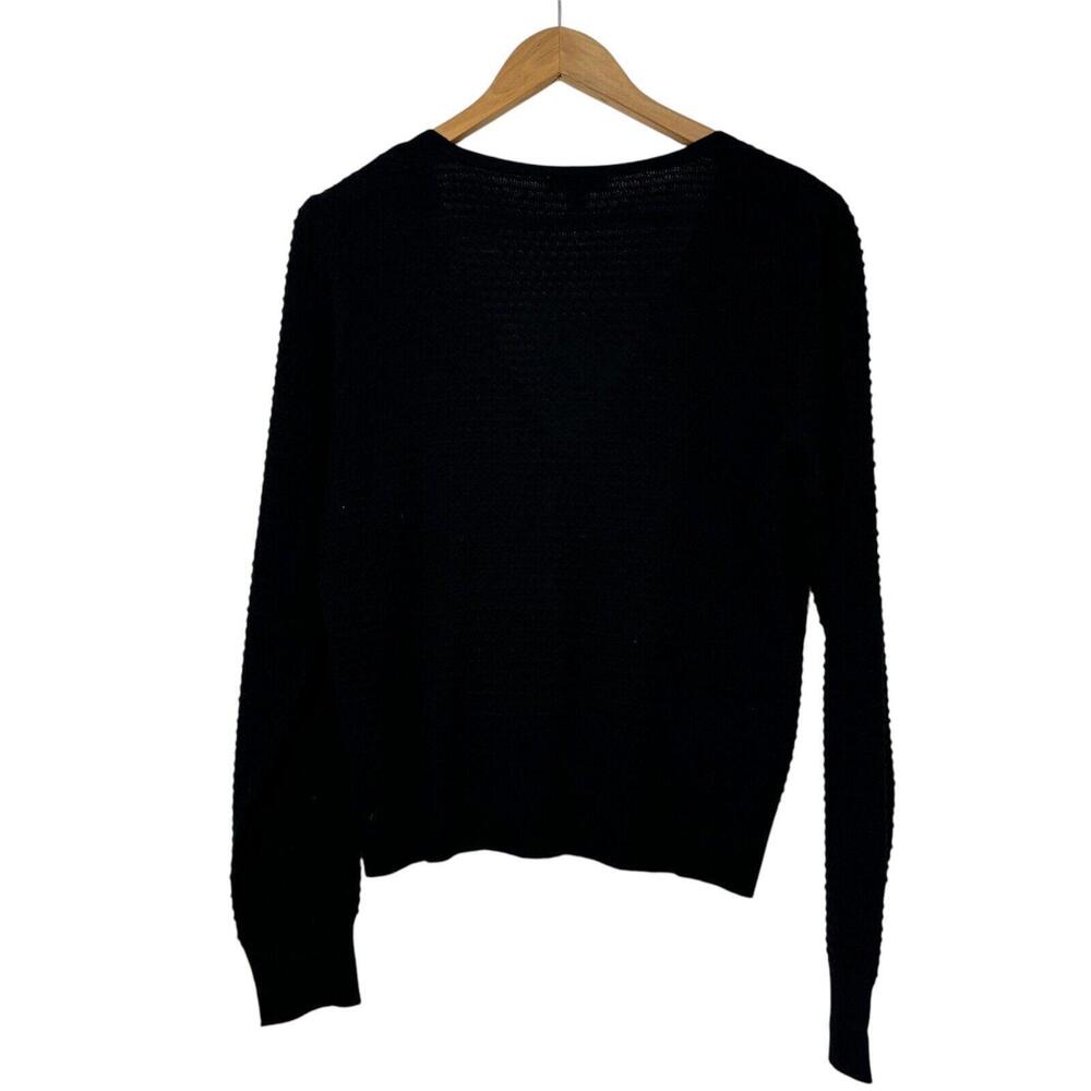 Draper James RSVP Womens Medium Black Gold Button Up V Neck Cardigan Sweater New - Picture 2 of 8